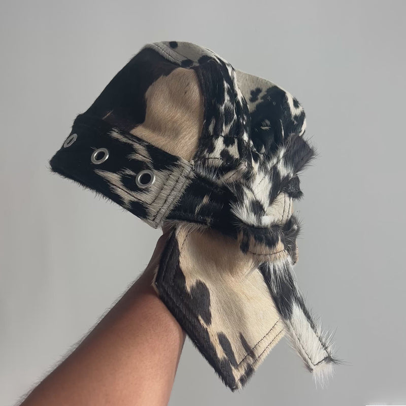 Lace Up Cow Pattern Hat