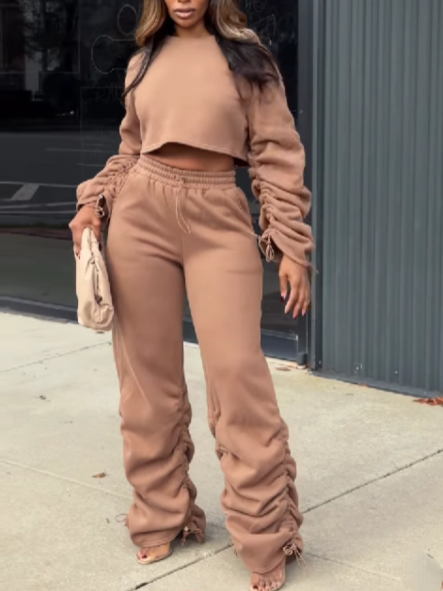 Drawstring Design Pants Set