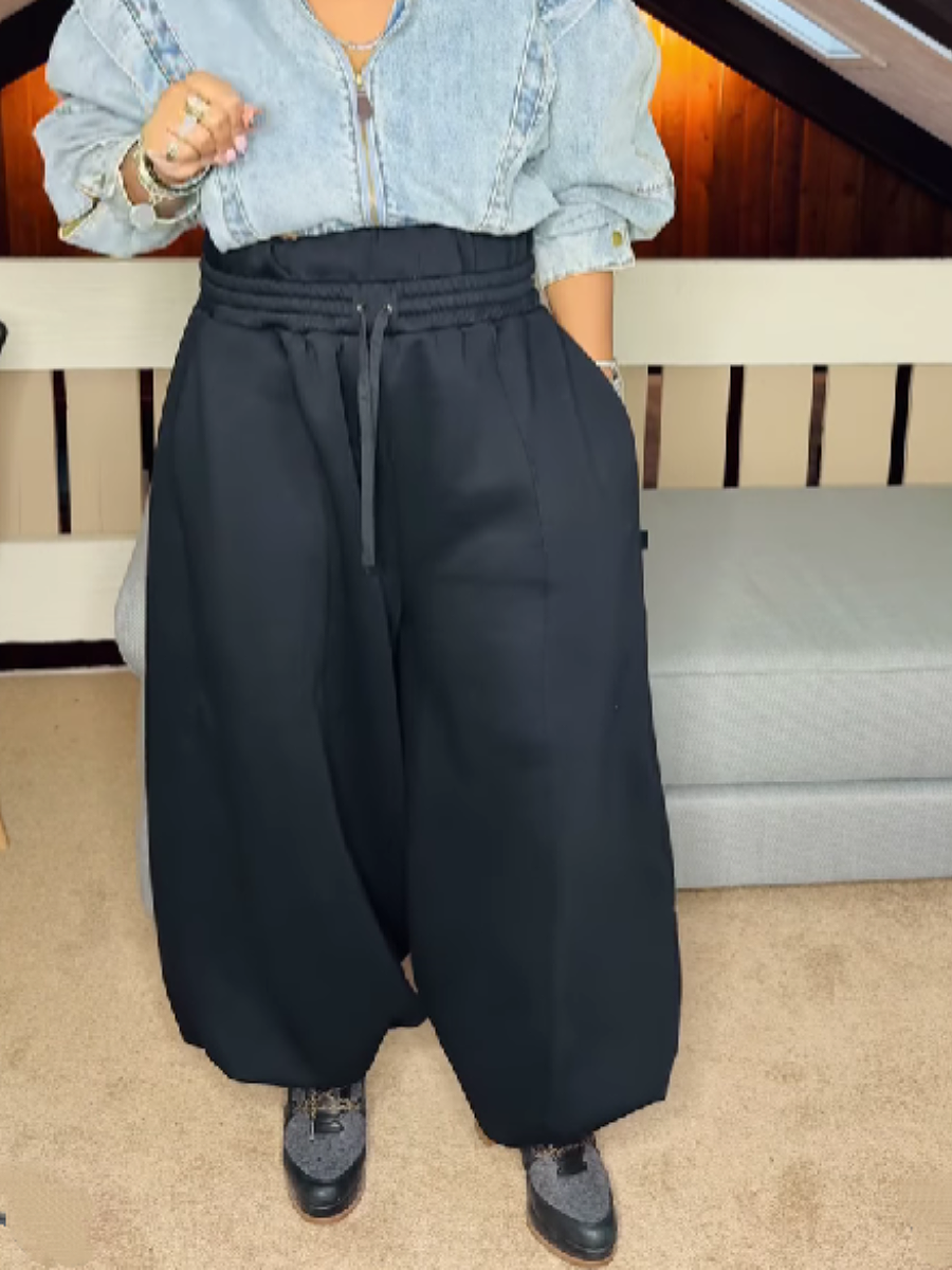 Bloomers-shaped Double-belt Sweatpants