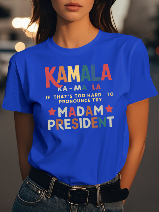 Kamala MADAM PRESIDENT Fashion women's pure cotton T-shirt short sleeves