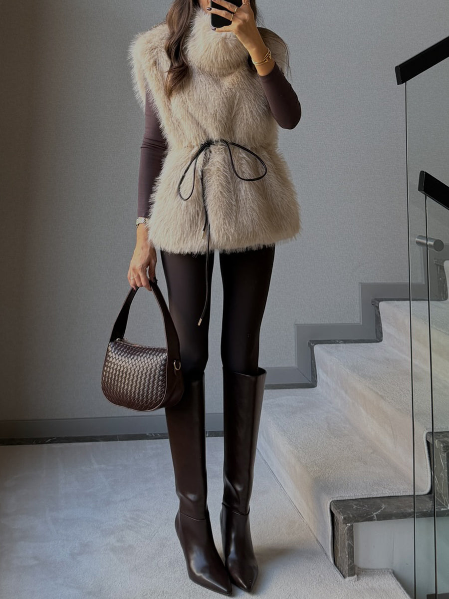 Loose Plush Faux Fur Vest Coat