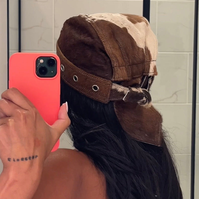 Imitation Cowhide Pony Hair & Snake Skin Hat