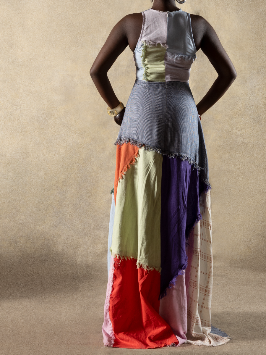 Broken Copper Tape Sleeveless Dress