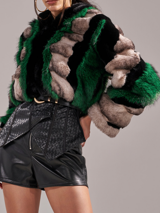 Faux Fur Contrast Short Coat