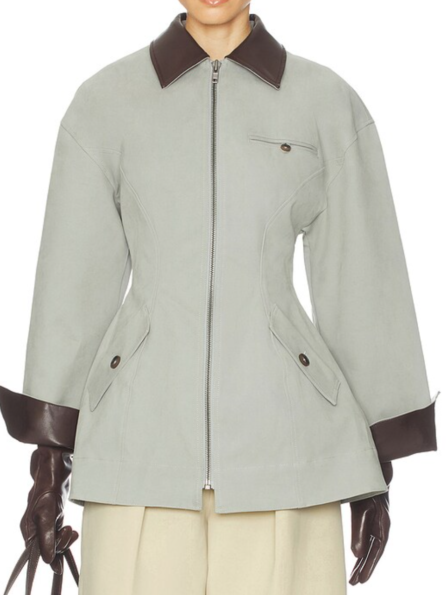 Tapered Waist Leather Coat