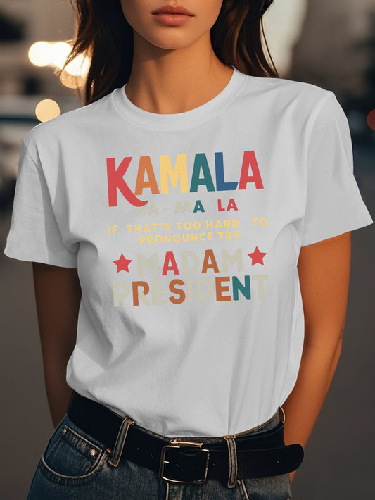 Kamala MADAM PRESIDENT Fashion women's pure cotton T-shirt short sleeves