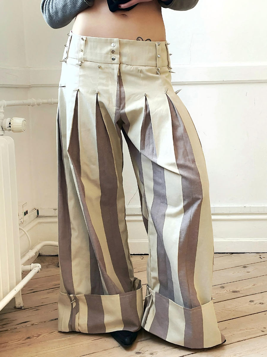Oversized Striped Studded Pants