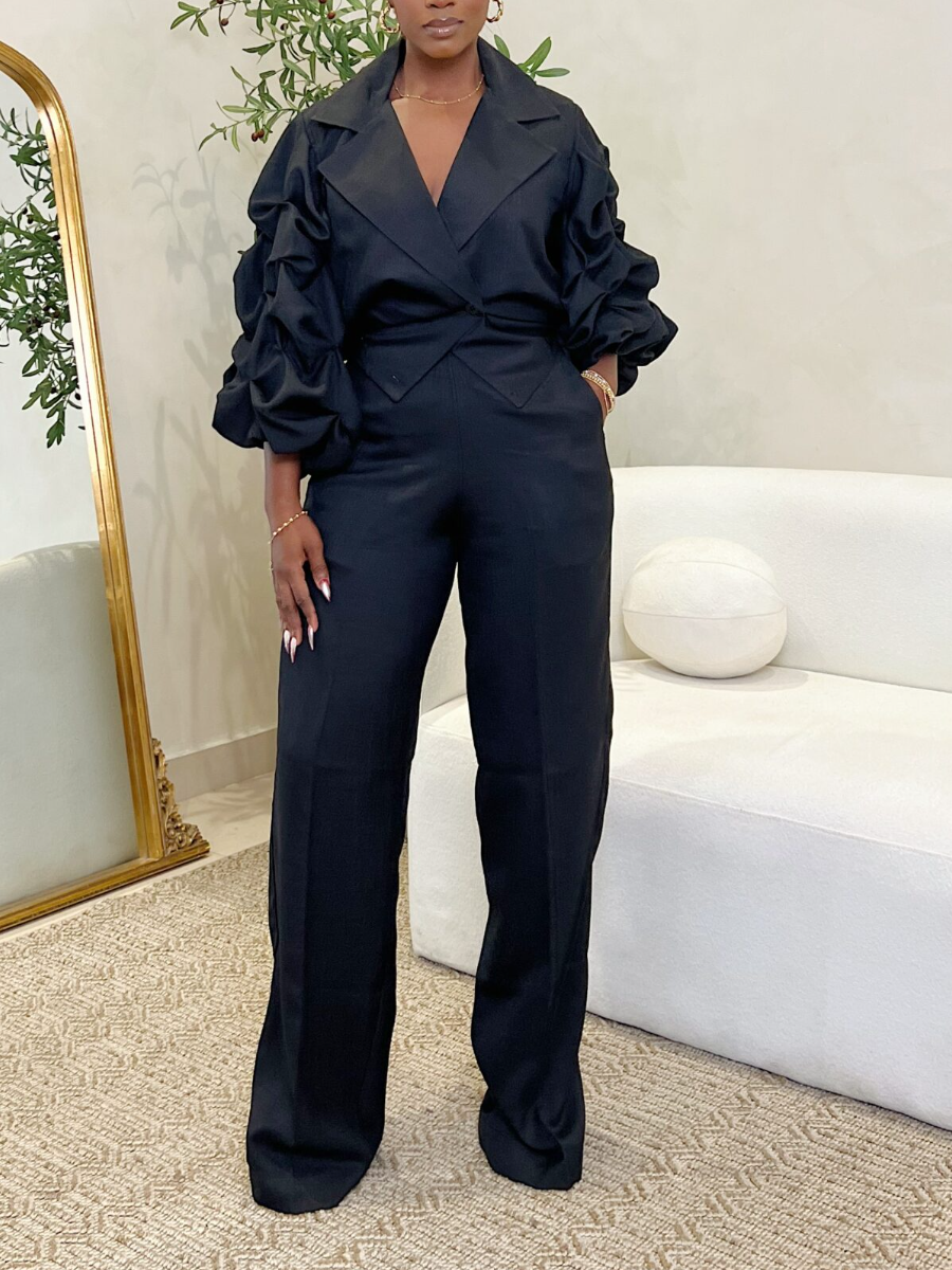 Linen Material Sleeve Pleated Design Set