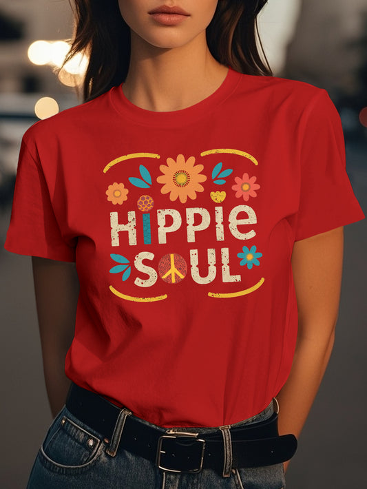 HIPPIE SOUL Fashion women's pure cotton T-shirt short sleeves