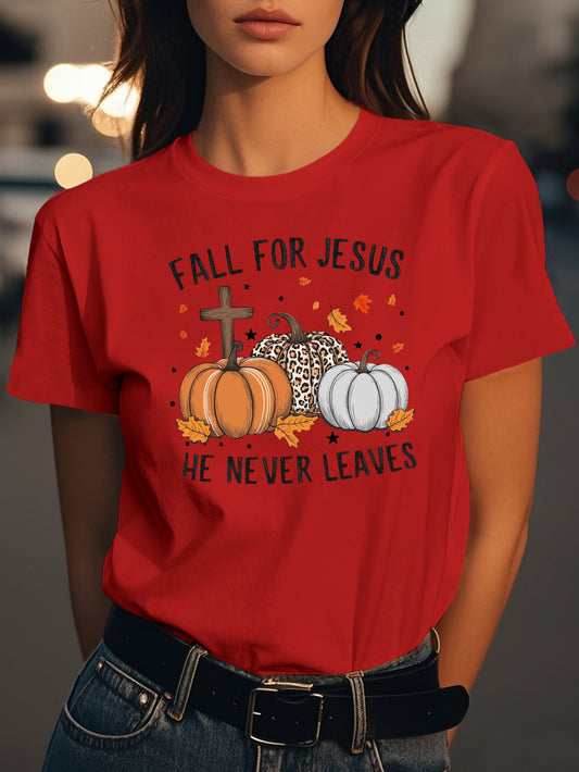 Fall for Jesus message Fashion women's pure cotton T-shirt short sleeves