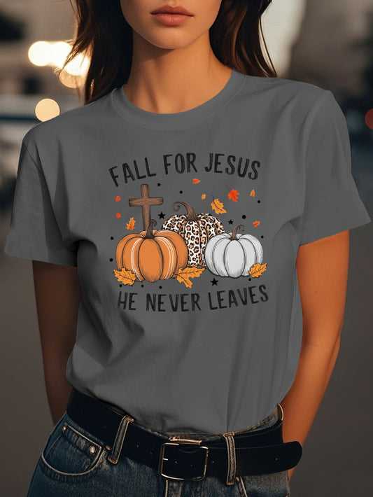 Fall for Jesus message Fashion women's pure cotton T-shirt short sleeves