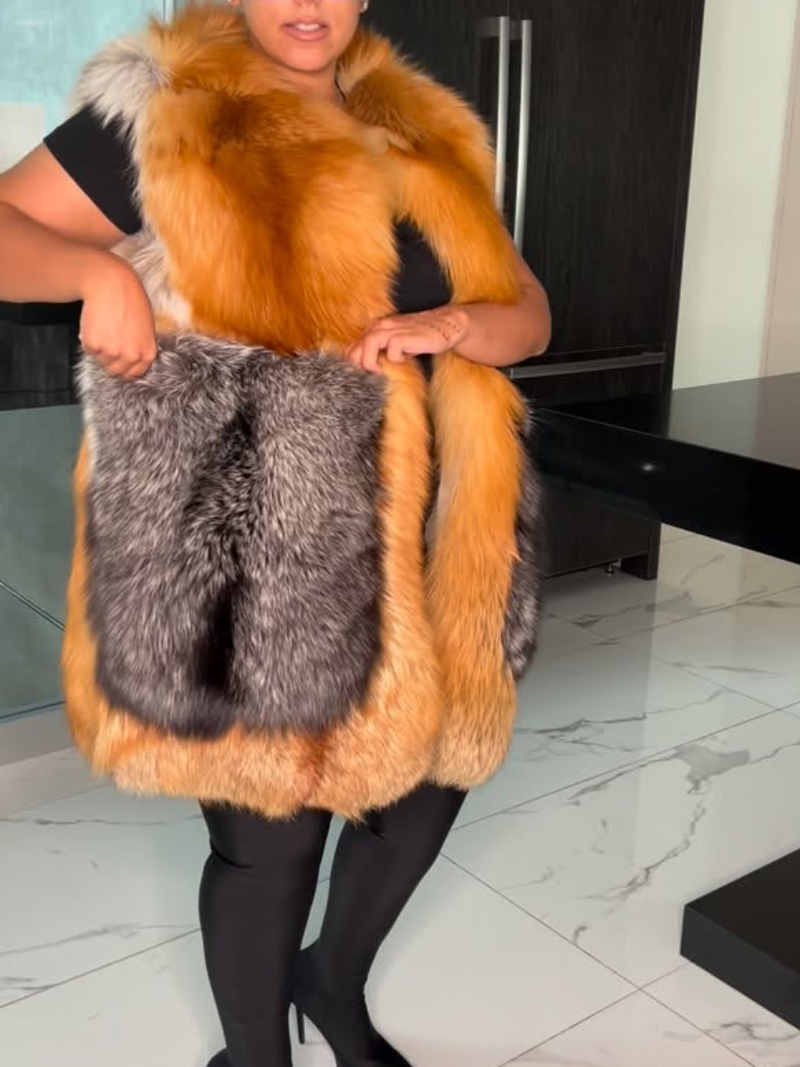 Faux Fur Oversized Pocket Sleeveless Vest Jacket