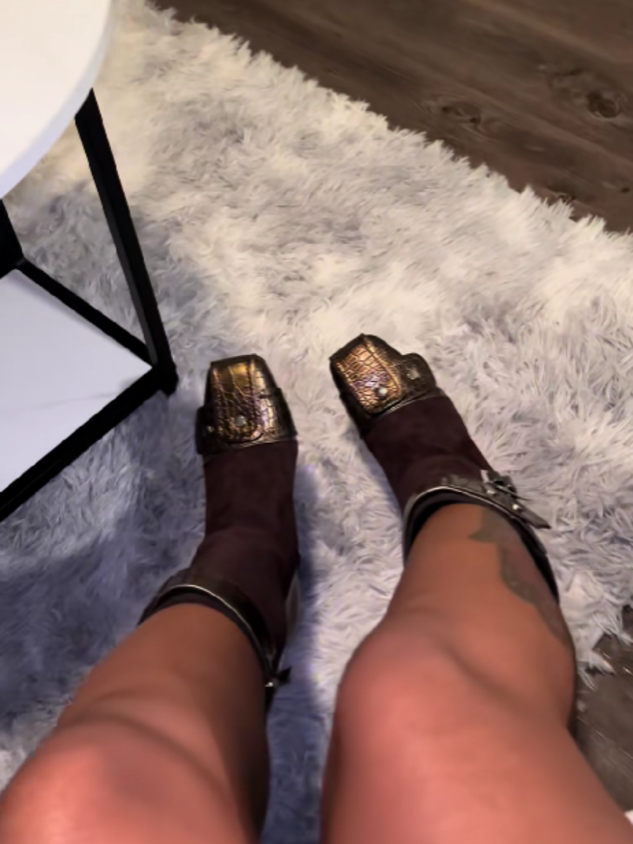 Suede Square-toed Boots