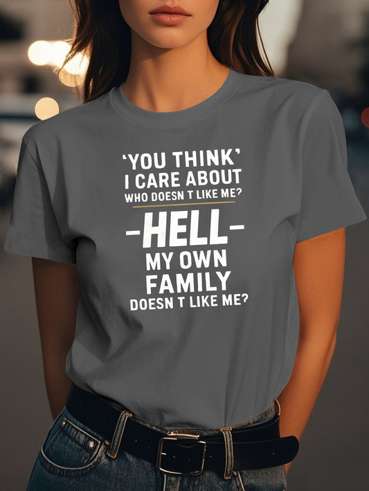 Assertive typography illustration Fashion women's pure cotton T-shirt short sleeves