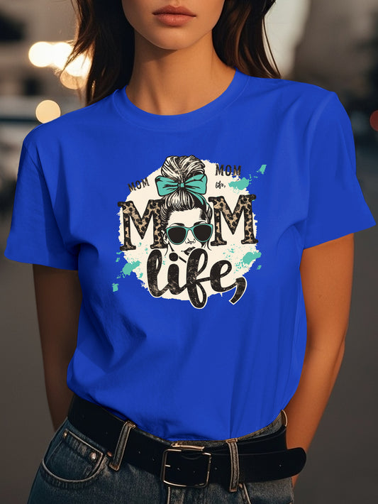Trendy MOM Life Design Fashion women's pure cotton T-shirt short sleeves