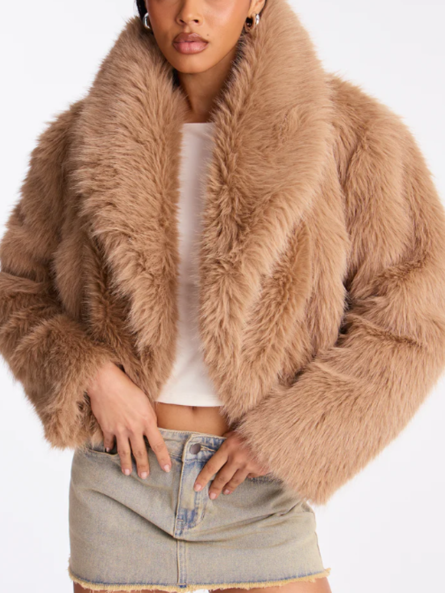 Faux Fur Lapel Coat