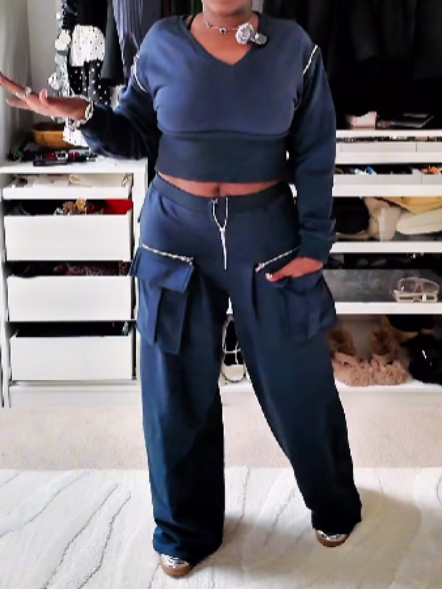 Zipped Pocket Detail Sport Suit