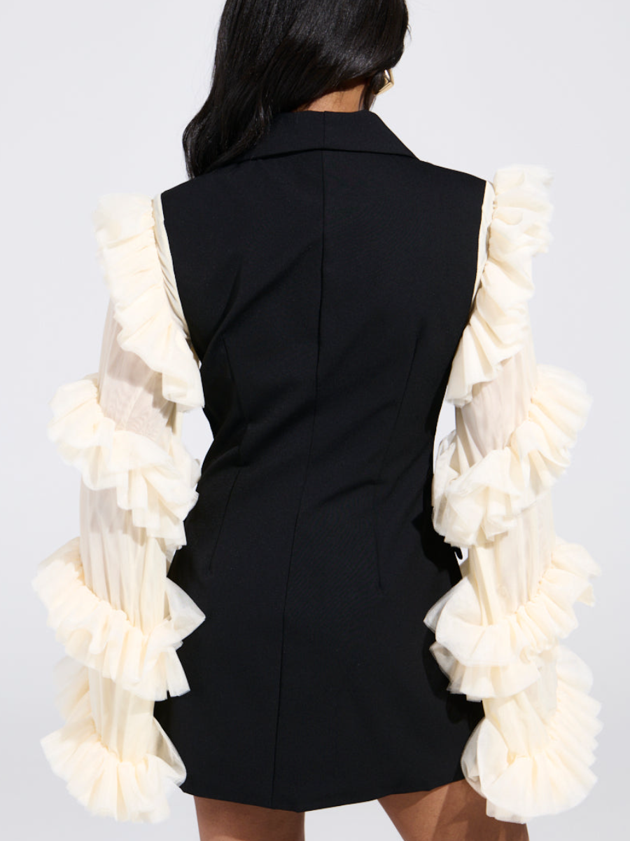 Ruffled Flare Sleeve Suit Dress