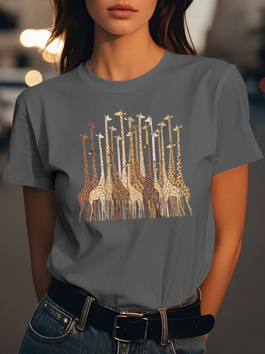 Abstract giraffes Fashion women's pure cotton T-shirt short sleeves