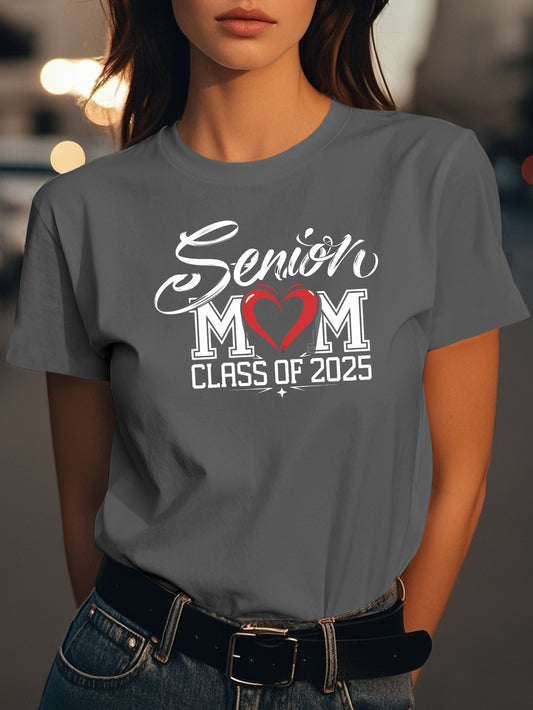 Senior MOM CLASS OF 2025 Fashion women's pure cotton T-shirt short sleeves