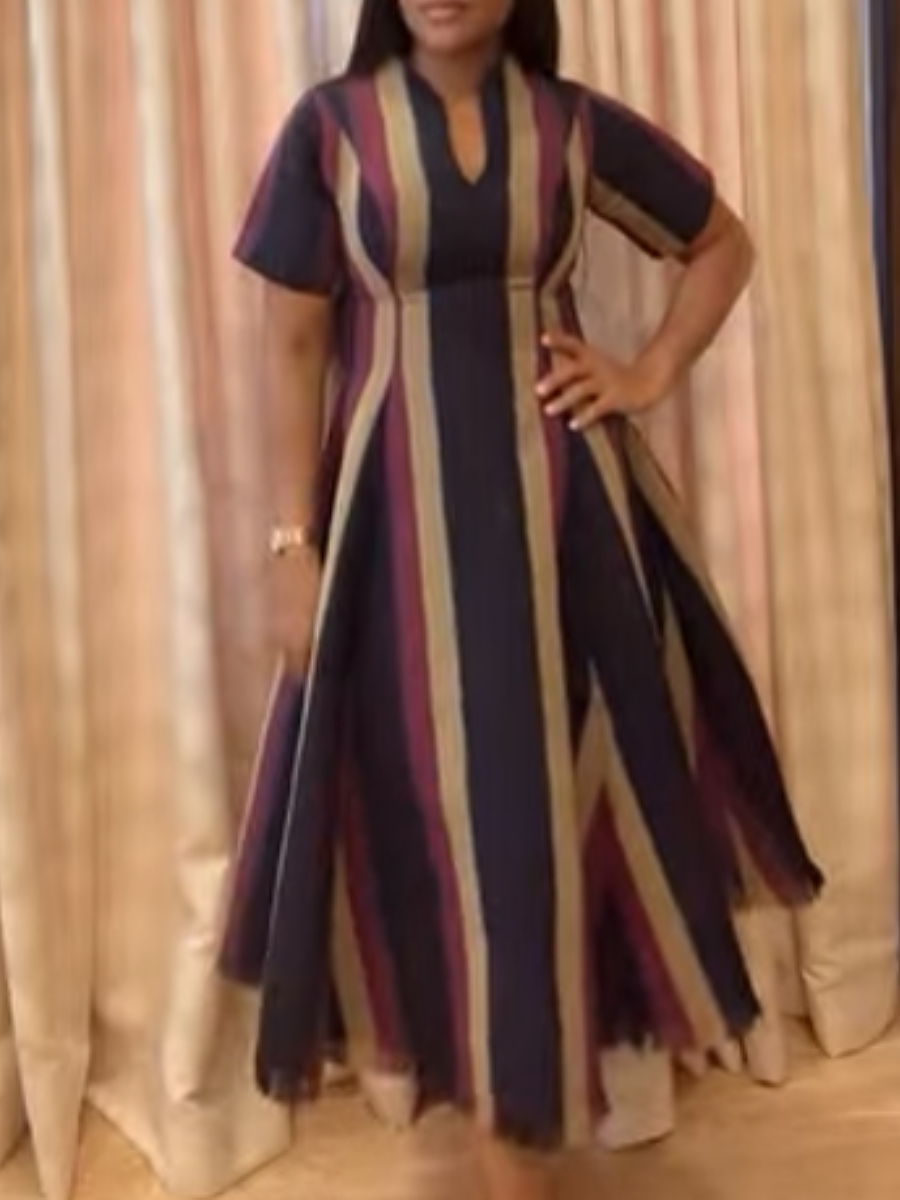 Vertical Stripe Contrast Dress