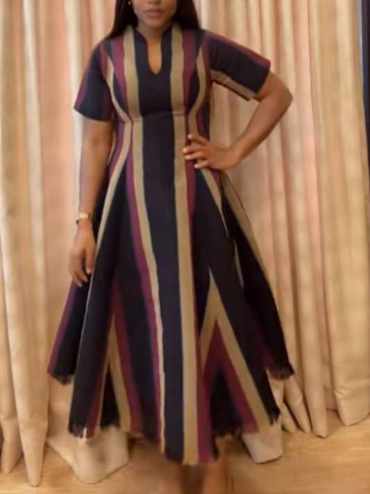 Vertical Stripe Contrast Dress