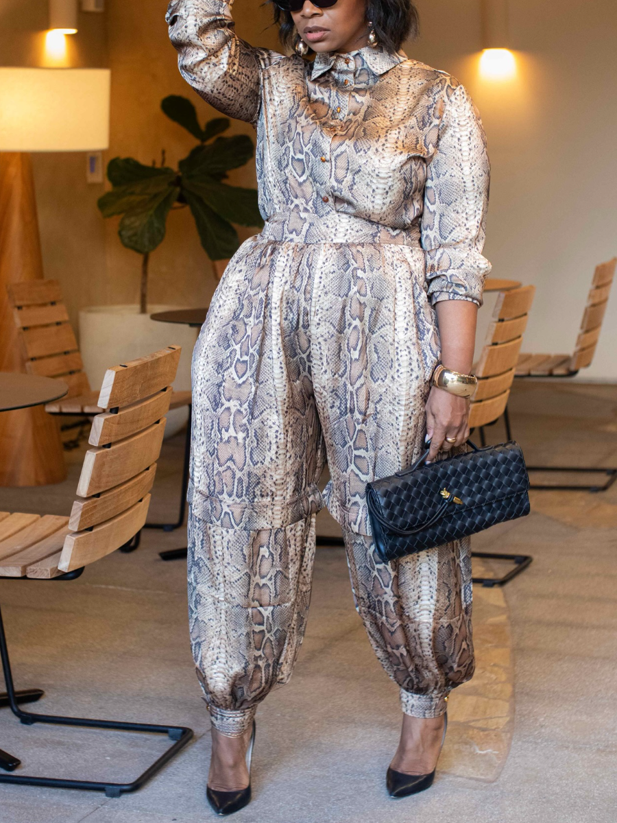 Draped And Striking Snake Print Set