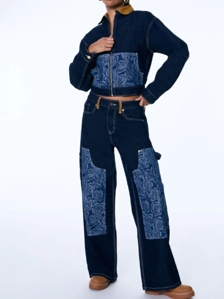 Denim Floral Jacquard Set