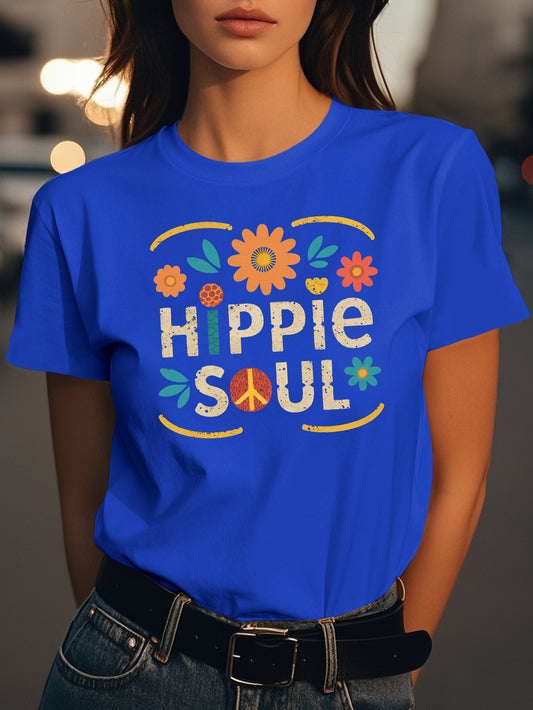 HIPPIE SOUL Fashion women's pure cotton T-shirt short sleeves