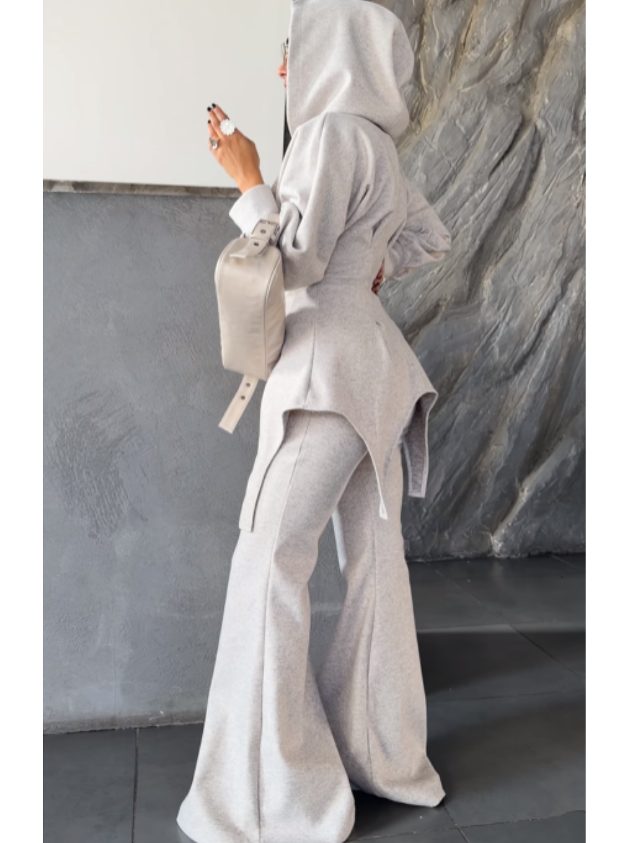 Hooded Slim Fit Flared Pants Set