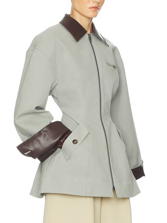 Tapered Waist Leather Coat