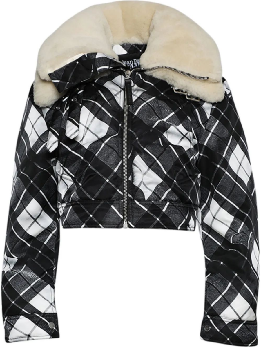 Double-layer Black And White Fur Collar Coat
