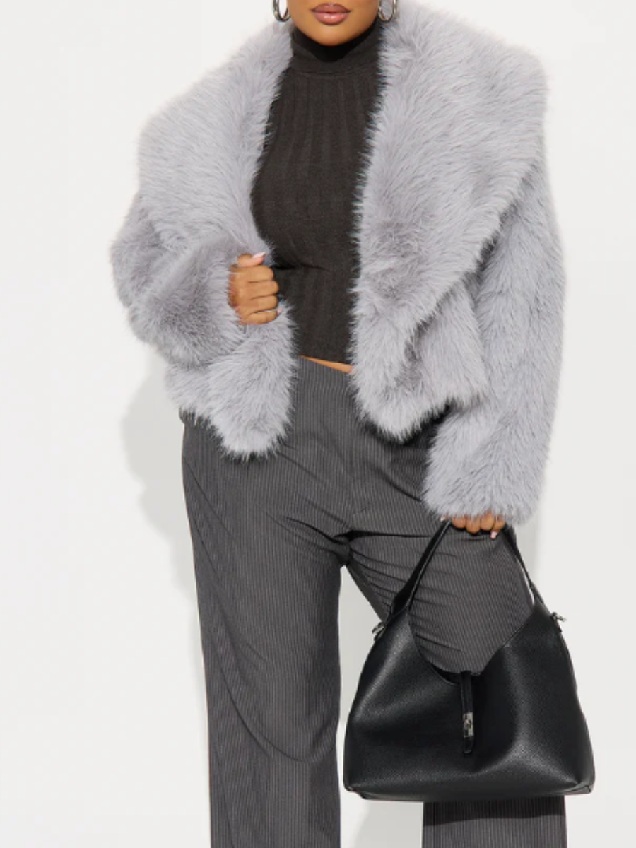 Faux Fur Lapel Coat